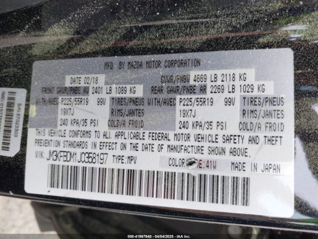 JM3KFBDM1J0358197 Mazda Cx-5 Grand Touring