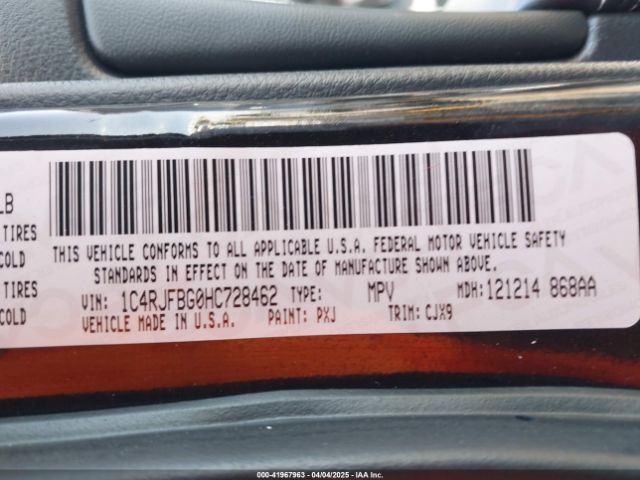 1C4RJFBG0HC728462 Jeep Grand Cherokee Limited 4x4