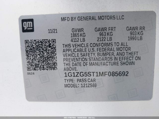 1G1ZG5ST1MF085692 Chevrolet Malibu Fwd Rs
