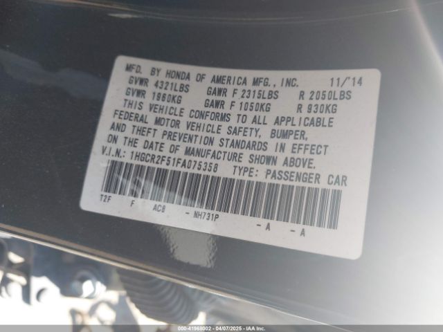 1HGCR2F51FA075358 Honda Accord Sport