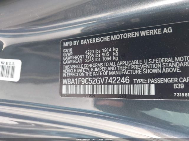 WBA1F9C52GV742246 BMW 228I