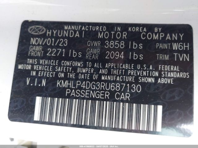 KMHLP4DG3RU687130 Hyundai Elantra Limited