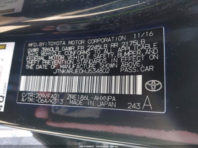 JTNKARJE0HJ534802 Toyota COROLLA IM