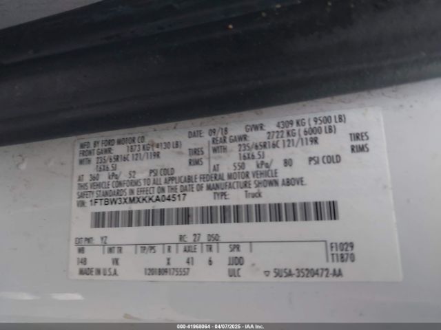1FTBW3XMXKKA04517 Ford Transit-350