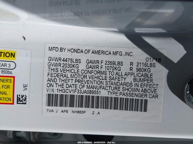 1HGCV1F33JA089551 Honda Accord Sport