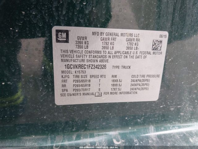 1GCVKREC1FZ342326 Chevrolet Silverado 1500 1lt