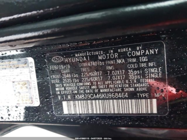 KM8J3CA46KU968464 Hyundai Tucson Value