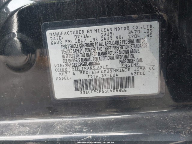 3N1CE2CP5GL408366 Nissan 2016
