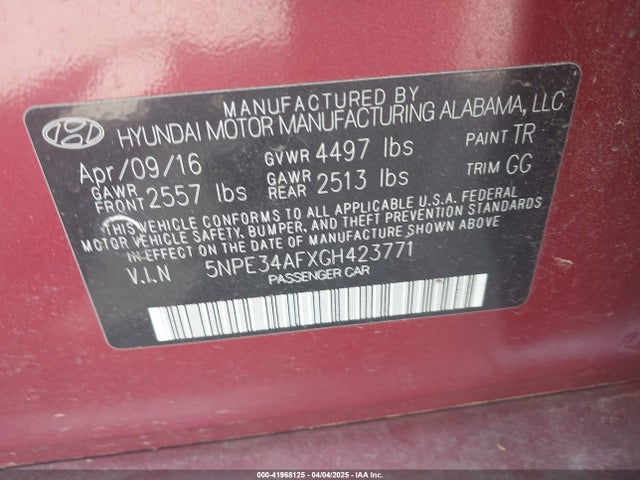 5NPE34AFXGH423771 Hyundai Sonata Sport