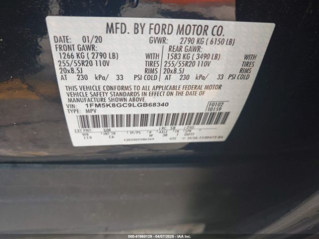 1FM5K8GC9LGB68340 Ford Explorer St