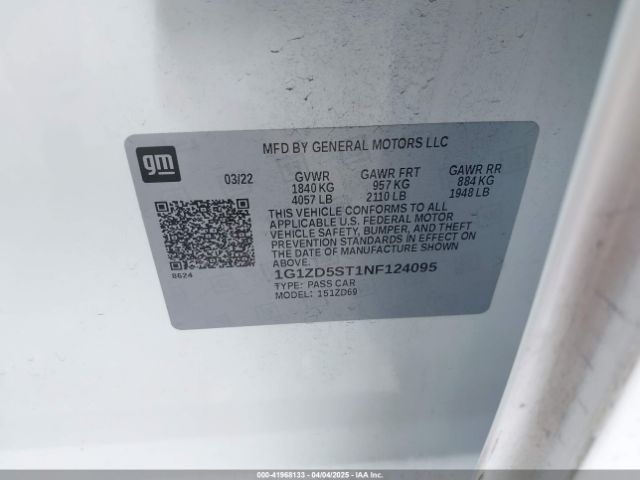 1G1ZD5ST1NF124095 Chevrolet Malibu Fwd Lt