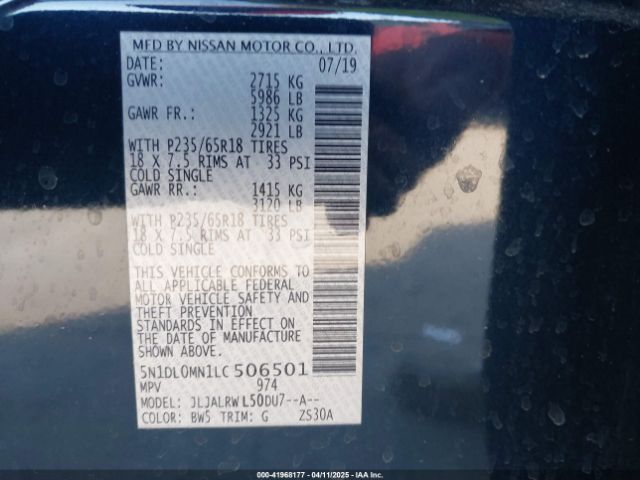 5N1DL0MN1LC506501 Infiniti QX60 LUXE