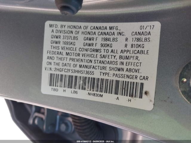 2HGFC2F53HH513655 Honda Civic Lx