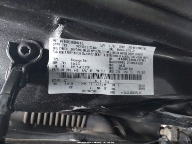 1FADP3E29JL227881 Ford FOCUS S