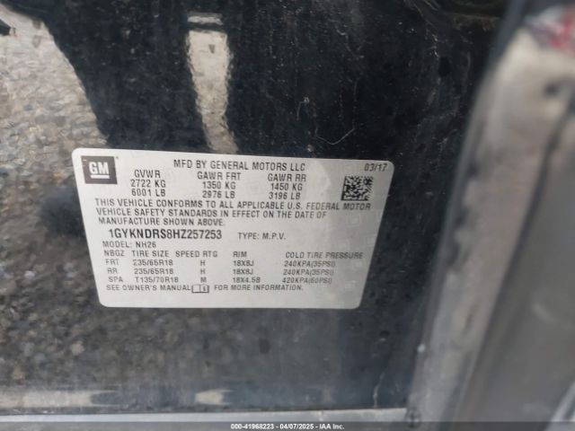 1GYKNDRS8HZ257253 Cadillac XT5 LUXURY