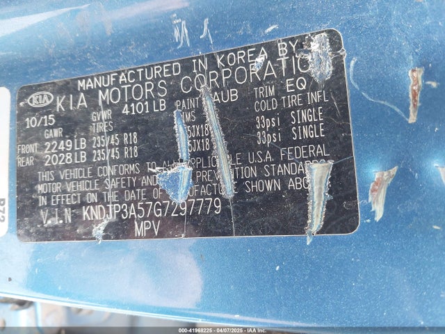 KNDJP3A57G7297779 KIA dohc gdi nu