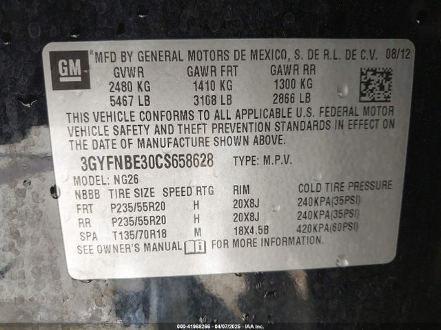 2012 CADILLAC SRX 3GYFNBE30CS658628 Photo 8