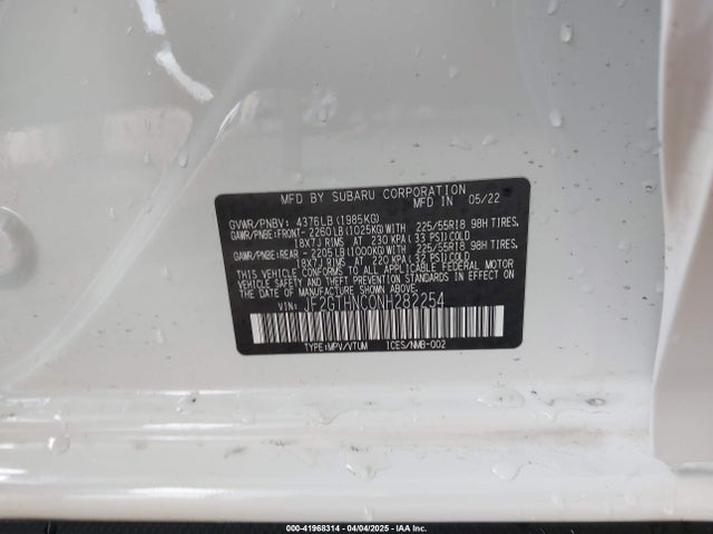 Subaru Crosstrek Limited 2022 JF2GTHNC0NH282254 Image 9