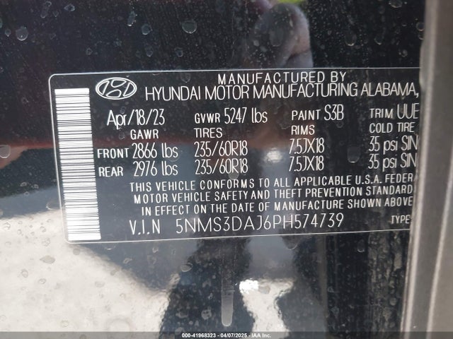 Hyundai Santa Fe Sel 2023 5NMS3DAJ6PH574739 Image 9