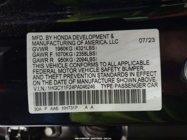 1HGCY1F24PA046246 Honda ACCORD LX