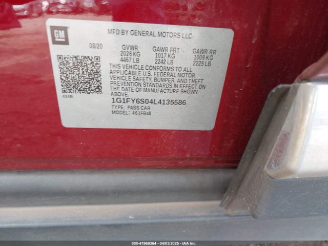 2020 CHEVROLET BOLT EV 1G1FY6S04L4135586 Photo 8