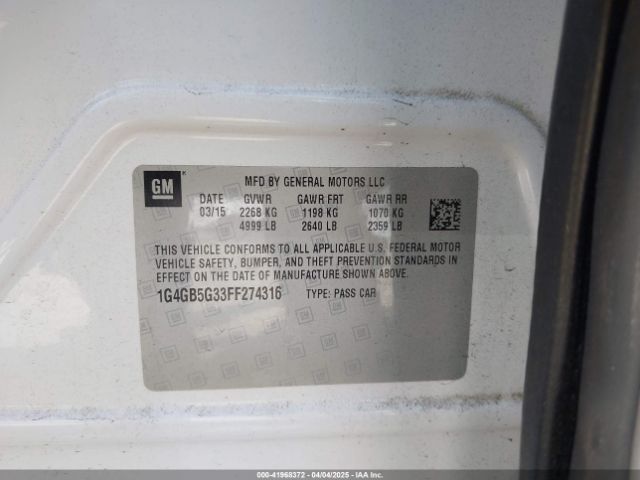1G4GB5G33FF274316 Buick Lacrosse Leather
