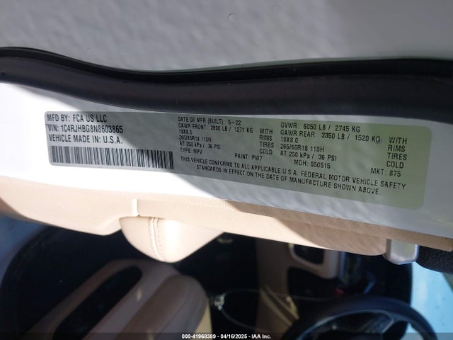 1C4RJHBG8N8603865 Jeep Grand Cherokee