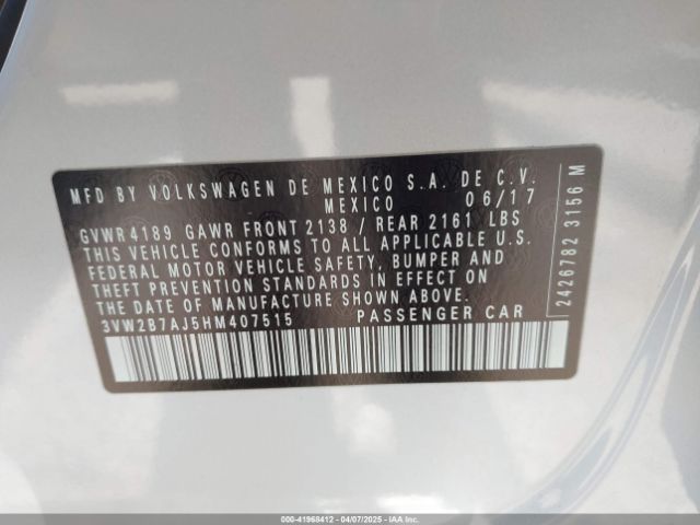 3VW2B7AJ5HM407515 Volkswagen Jetta 1.4t S