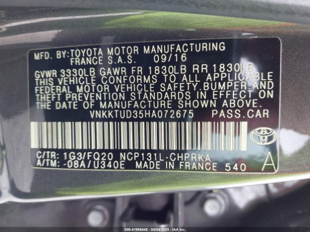 VNKKTUD35HA072675 Toyota YARIS L