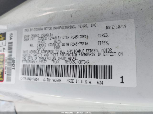 5TFRX5GN6LX169937 Toyota Tacoma Sr