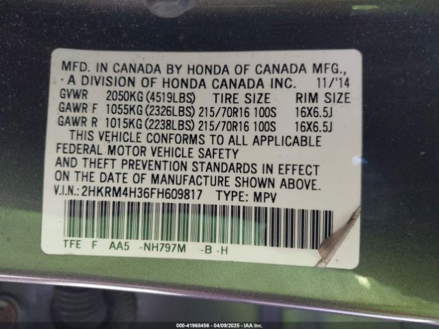 2HKRM4H36FH609817 Honda CR-V LX