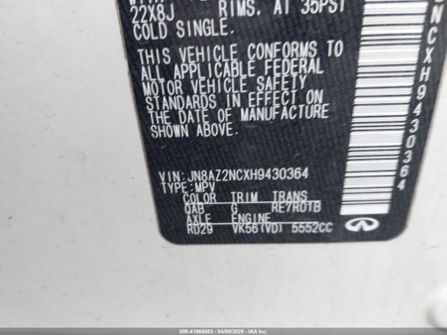 JN8AZ2NCXH9430364 Infiniti QX80