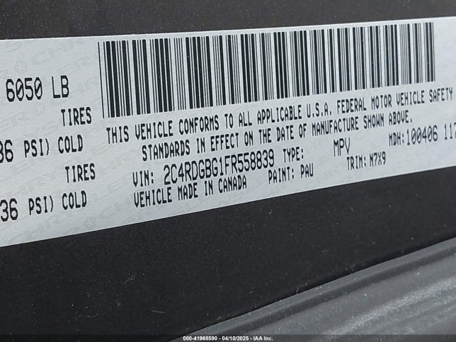 2C4RDGBG1FR558839 Dodge Grand Caravan Se