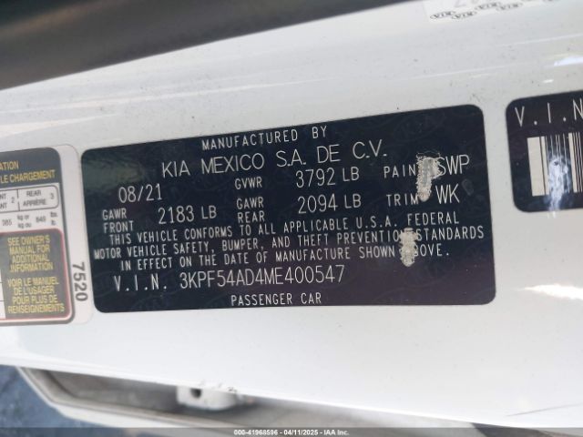 3KPF54AD4ME400547 KIA FORTE EX