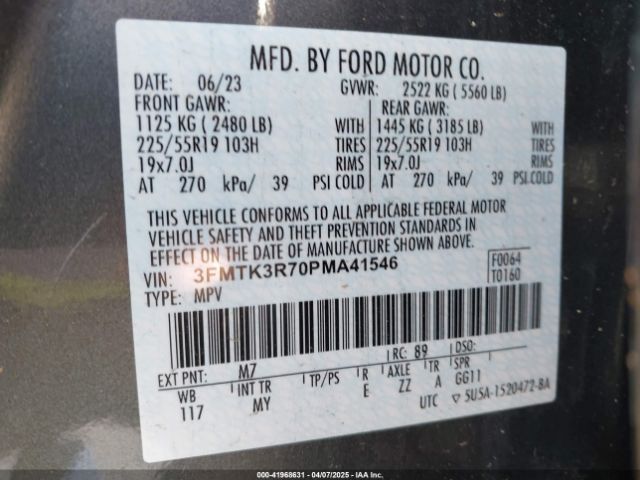 3FMTK3R70PMA41546 Ford Mustang Mach-e Premium