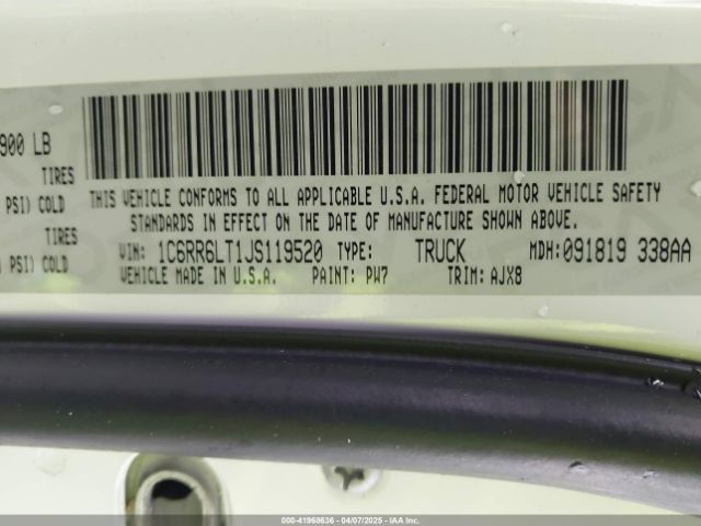 1C6RR6LT1JS119520 RAM 1500 Lone Star  4x2 5'7 Box