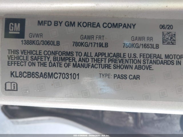 Chevrolet Spark Fwd Ls Automatic 2021 KL8CB6SA6MC703101 Image 9