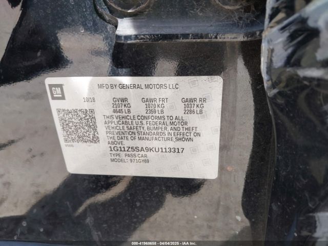 1G11Z5SA9KU113317 Chevrolet IMPALA LT