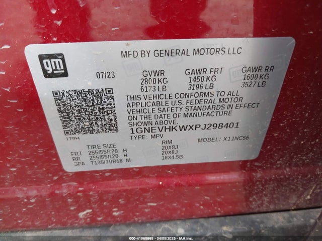 1GNEVHKWXPJ298401 Chevrolet Traverse Awd Lt Leather