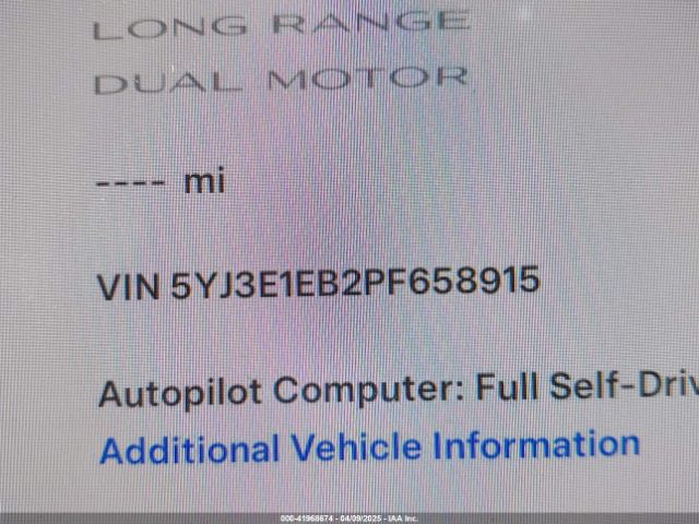 5YJ3E1EB2PF658915 Tesla Model 3 Long Range Dual Motor All-wheel Drive