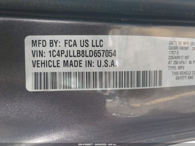 1C4PJLLB8LD657054 Jeep Cherokee Latitude Plus Fwd