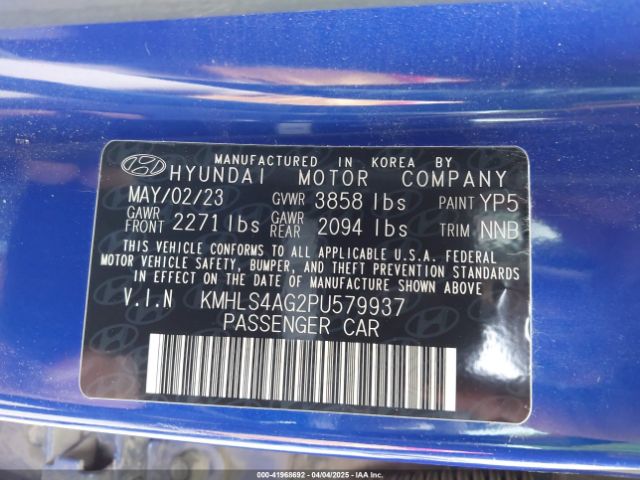 KMHLS4AG2PU579937 Hyundai ELANTRA SEL