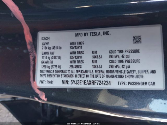 2024 TESLA MODEL 3 5YJ3E1EAXRF724234 Photo 8