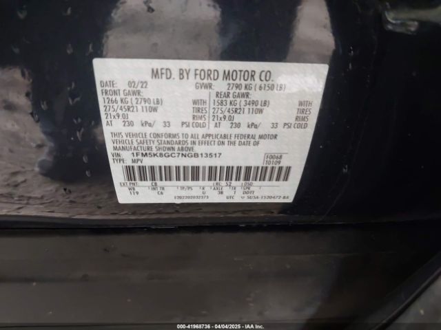 1FM5K8GC7NGB13517 Ford Explorer St