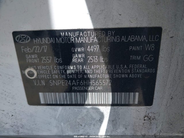 Hyundai Sonata 2017 5NPE24AF6HH565572 Image 9