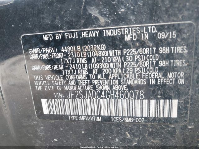 JF2SJADC4GH460078 Subaru Forester 2.5i Premium