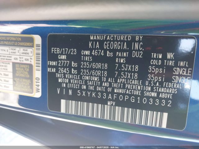 5XYK33AF0PG103332 KIA Sportage Ex