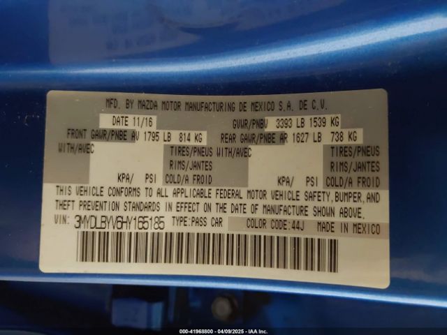 3MYDLBYV6HY165185 Toyota YARIS IA