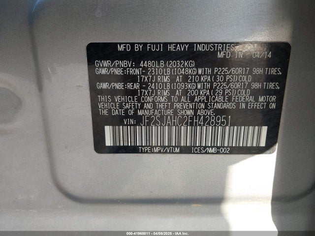 JF2SJAHC2FH428951 Subaru Forester 2.5i Limited