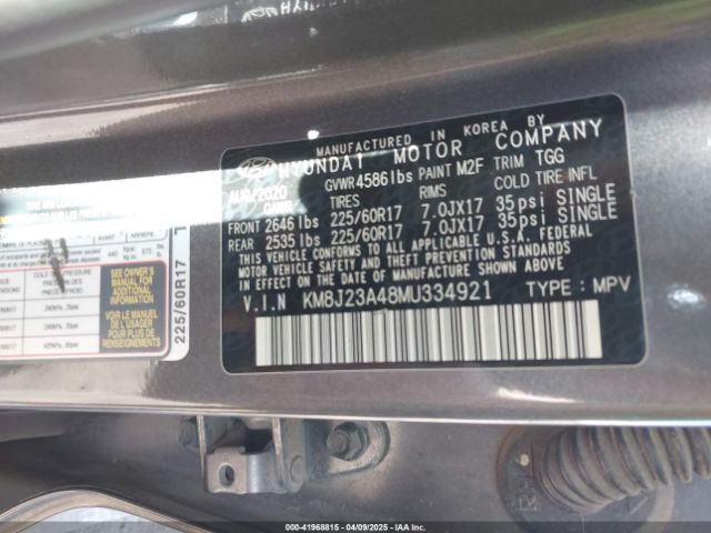 KM8J23A48MU334921 Hyundai TUCSON SE